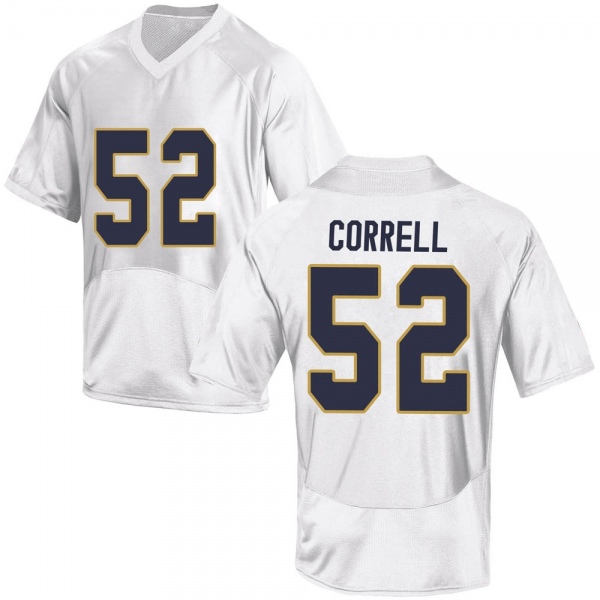 Zeke Correll Notre Dame Fighting Irish NCAA Men's #52 White Game College Stitched Football Jersey RUE4155VX
